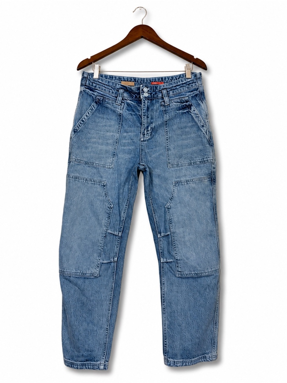 Pilcro The Wanderer Utility Jeans Size 31 Medium Wash Barrel Leg - Picture 2 of 16
